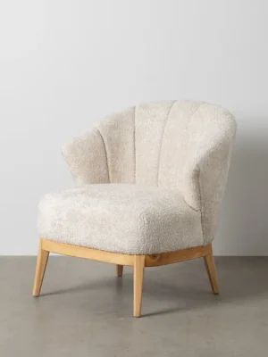 ELVA Butaca tapizada borreguito beige