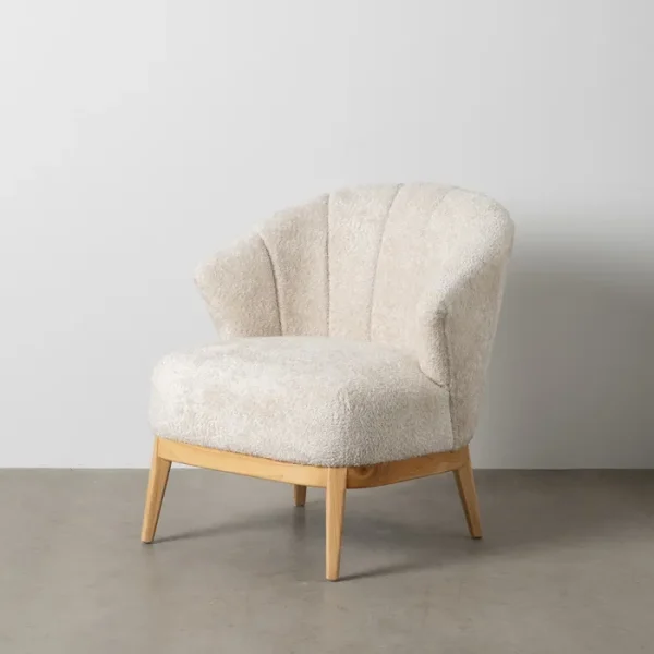 ELVA Butaca tapizada borreguito beige