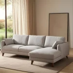 LENA Sofá chaiselongue 3 plazas gris