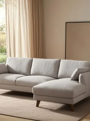 LENA Sofá chaiselongue 3 plazas gris