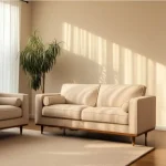 ZENOR Sofá tapizado beige 2 plazas