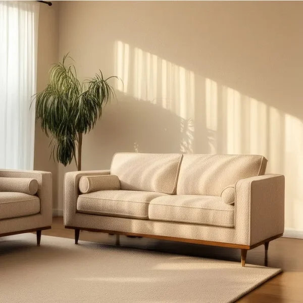 ZENOR Sofá tapizado beige 2 plazas