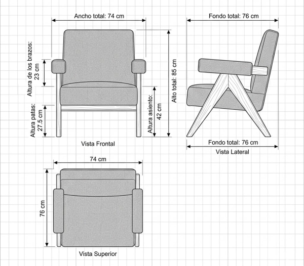 ÉTOILE Sillón tapizado azul