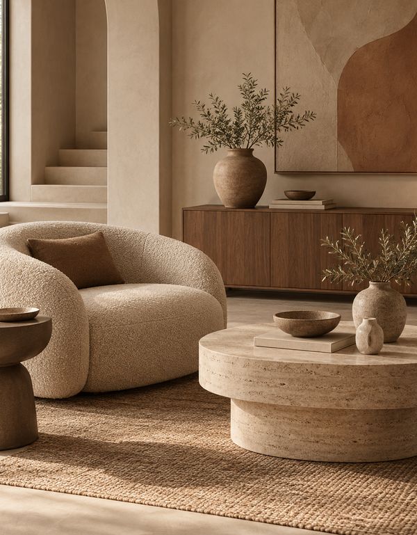 Salón HON-NE con sillón bouclé